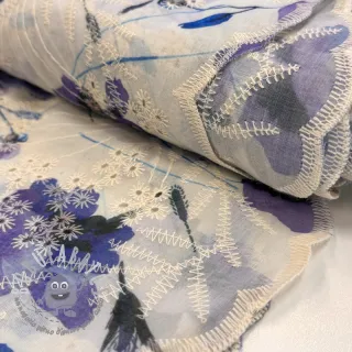 Tessuto in cotone con una miscela EMBROIDERY Rose blue