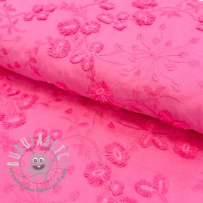 Tessuto di cotone EMBROIDERY Catchy leaves pink