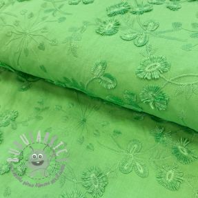 Tessuto di cotone EMBROIDERY Catchy leaves green
