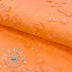 Tessuto di cotone EMBROIDERY Catchy leaves orange