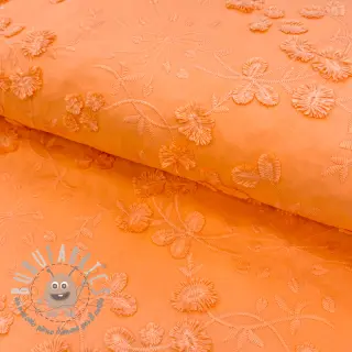 Tessuto di cotone EMBROIDERY Catchy leaves orange