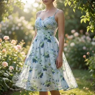 Tessuto in cotone con una miscela EMBROIDERY Rose green