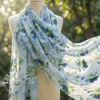 Tessuto in cotone con una miscela EMBROIDERY Rose green