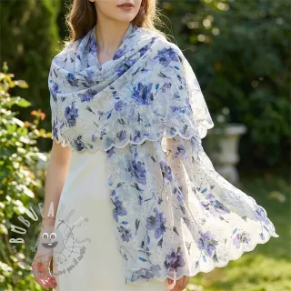 Tessuto in cotone con una miscela EMBROIDERY Rose blue