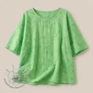 Tessuto di cotone EMBROIDERY Catchy leaves green