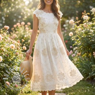 Tessuto di cotone EMBROIDERY Bellagio butter