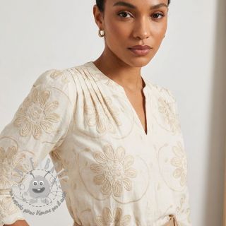 Tessuto di cotone EMBROIDERY Bellagio butter