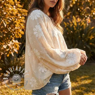 Tessuto di cotone EMBROIDERY Bellagio cream
