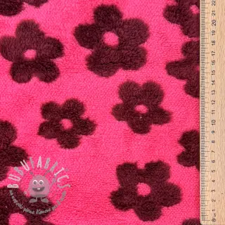Tessuto per cappotti TEDDY Flower power bordeaux