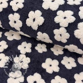 Tessuto per cappotti TEDDY Flower power off white