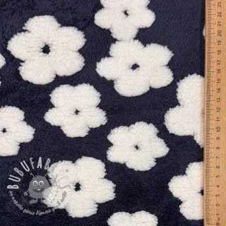 Tessuto per cappotti TEDDY Flower power off white