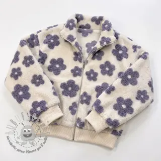 Tessuto per cappotti TEDDY Flower power lavender