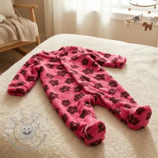 Tessuto per cappotti TEDDY Flower power bordeaux