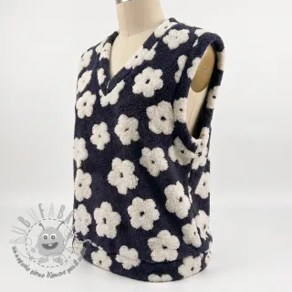Tessuto per cappotti TEDDY Flower power off white