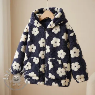 Tessuto per cappotti TEDDY Flower power off white