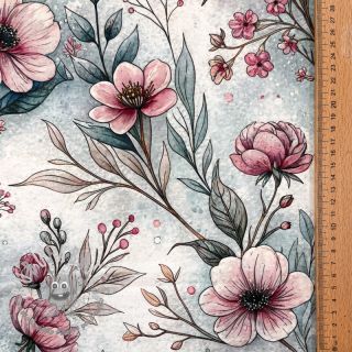 Jersey VISCOSE LYCRA HEAVY Classic flowers design D