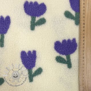 Tessuto per cappotti TEDDY JACQUARD Tulips off white