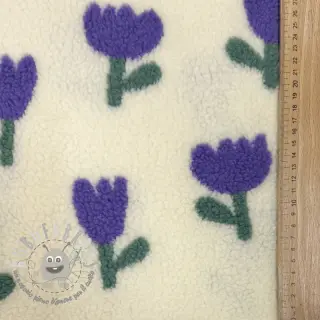 Tessuto per cappotti TEDDY JACQUARD Tulips off white