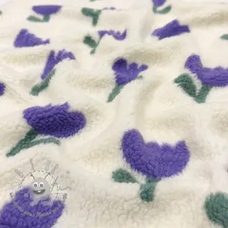 Tessuto per cappotti TEDDY JACQUARD Tulips off white