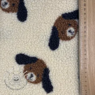 Tessuto per cappotti TEDDY JACQUARD Dogs brown