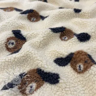 Tessuto per cappotti TEDDY JACQUARD Dogs brown