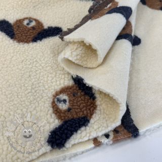 Tessuto per cappotti TEDDY JACQUARD Dogs brown