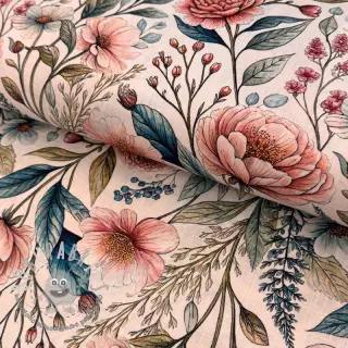 Viscosa con lino Floral design D