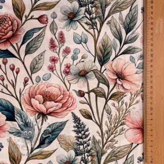 Viscosa con lino Floral design D