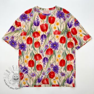Jersey VISCOSE LYCRA HEAVY Tulips design A