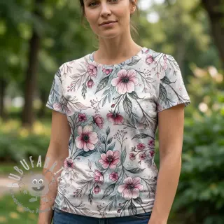Jersey VISCOSE LYCRA HEAVY Classic flowers design D
