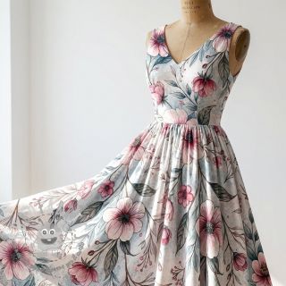 Jersey VISCOSE LYCRA HEAVY Classic flowers design D