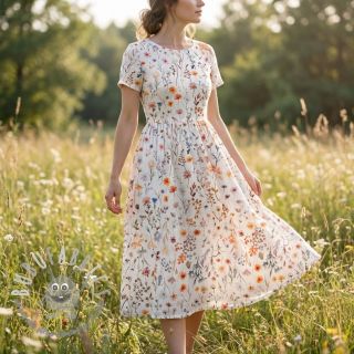 Viscosa con lino Flower sea design B