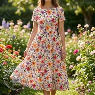 Viscosa con lino Floral design B