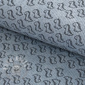 Velluto a coste STRETCH Little dino old blue