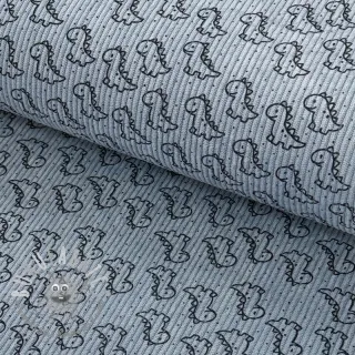 Velluto a coste STRETCH Little dino old blue