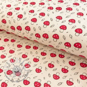 Velluto a coste STRETCH Little mushrooms light sand