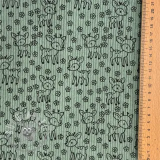 Velluto a coste STRETCH Little deer old green