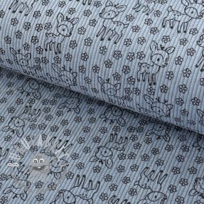 Velluto a coste STRETCH Little deer old blue