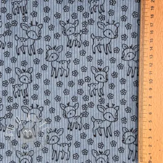 Velluto a coste STRETCH Little deer old blue