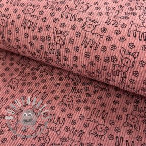 Velluto a coste STRETCH Little deer old pink