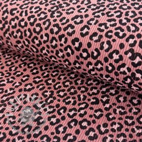 Velluto a coste STRETCH Little Leopard old pink
