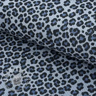 Velluto a coste STRETCH Little Leopard old blue