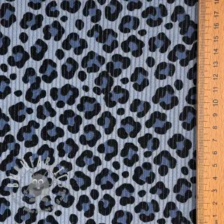 Velluto a coste STRETCH Little Leopard old blue