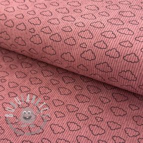 Velluto a coste STRETCH Little clouds old pink