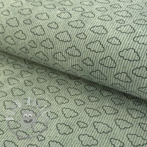 Velluto a coste STRETCH Little clouds old green