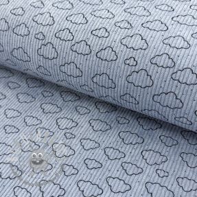 Velluto a coste STRETCH Little clouds old blue