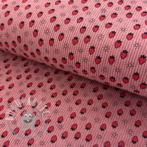 Velluto a coste STRETCH Little strawberries old pink