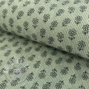 Velluto a coste STRETCH Little flower old green