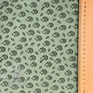 Velluto a coste STRETCH Little hedgehog old green