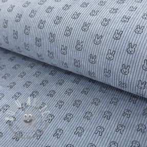 Velluto a coste STRETCH Little bunny old blue